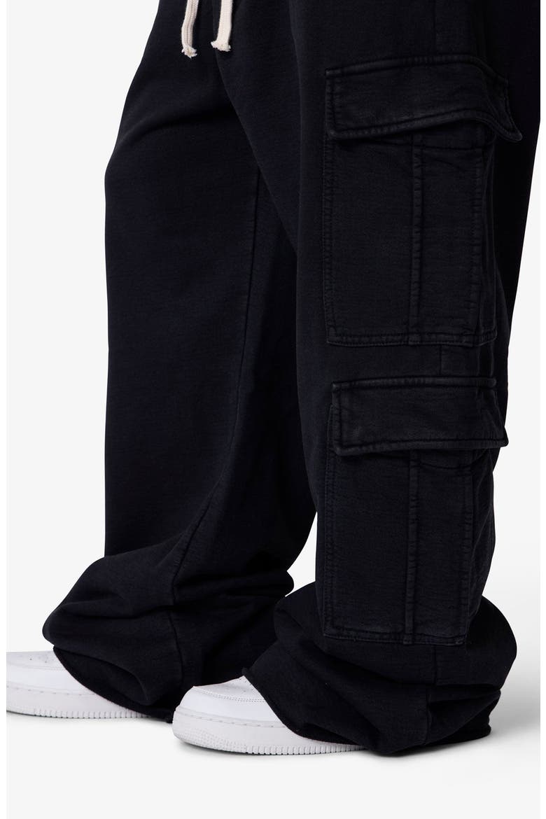 Ultra Baggy Cotton Flece Cargo Sweatpants, Alternate, color, VINTAGE BLACK