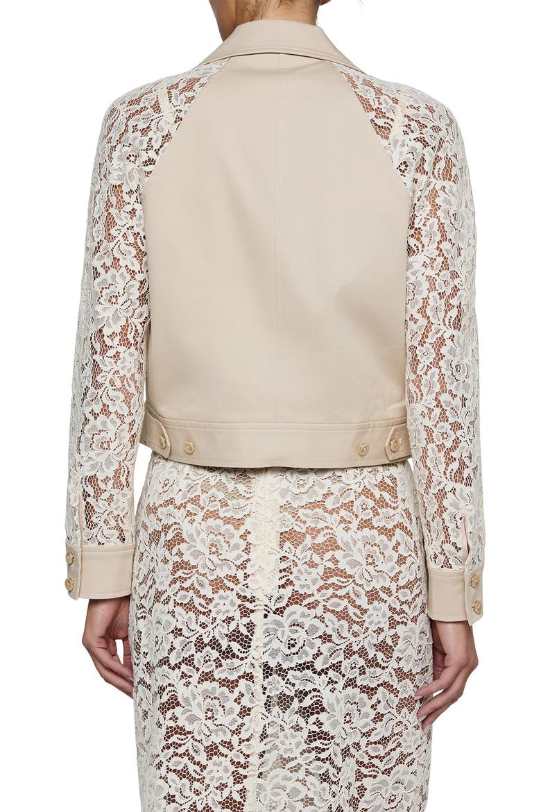 Novelle Lace Sleeve Trench Coat, Alternate, color, BISCUIT/ ECRU