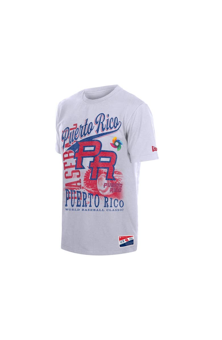 New Era Men's New Era White Puerto Rico Baseball 2026 World Baseball Classic Oversized Throwback Distressed T-Shirt, Alternate, color, White