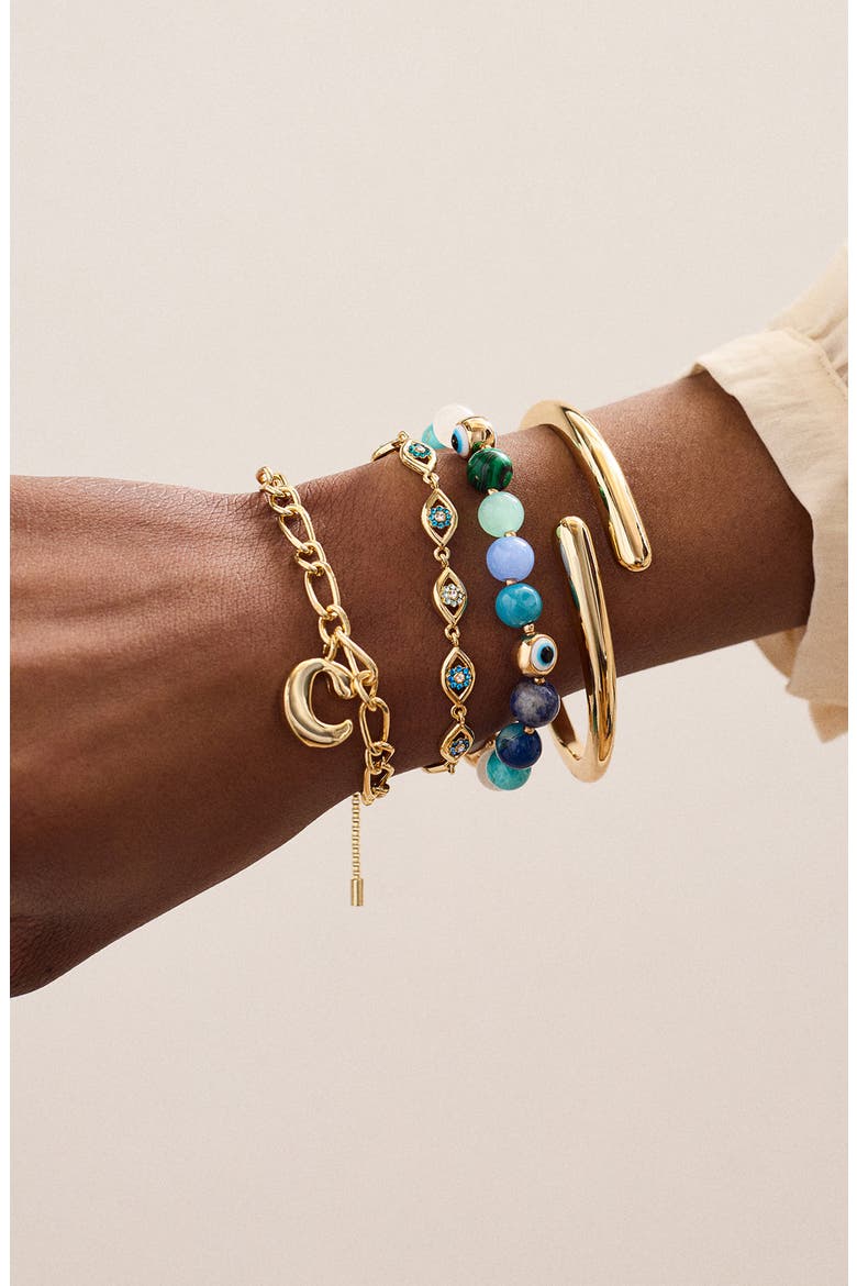 Evil Eye Beaded Stretch Bracelet, Alternate, color, COOL MULTI