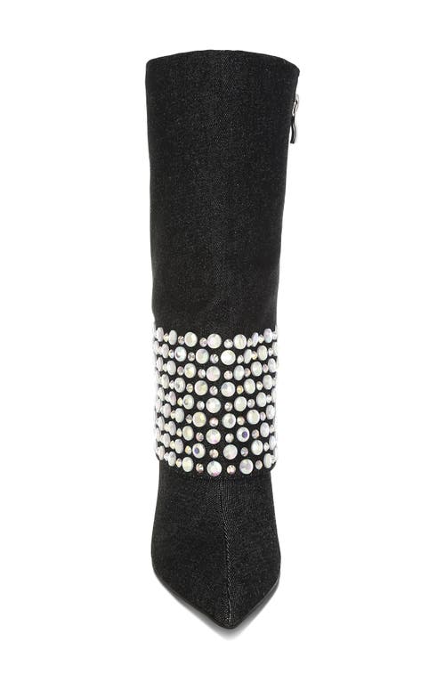 London Rag Basso Rhinestone Foldover Boot In Black