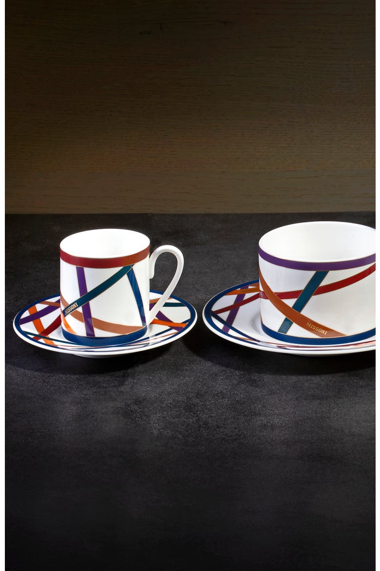 Coffee Cup & Saucer NASTRI Set of 6 in Luxury Box Multicolor diam. 2.3", H 2.5", Cap. 4 oz, Saucer diam. 4.75", Alternate, color, Multicolor