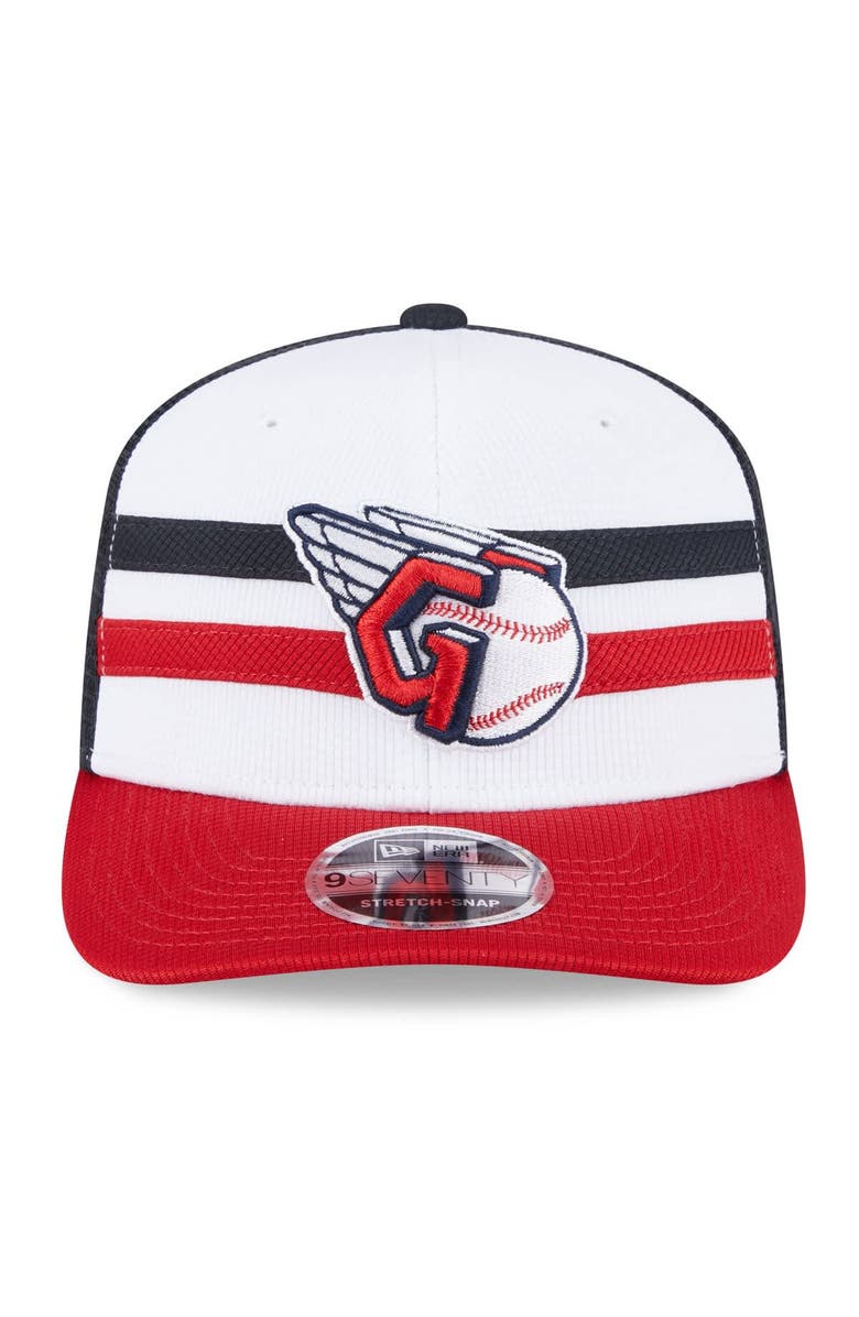 New Era Men's New Era  White/Red Cleveland Guardians 2025 Batting Practice 9SEVENTY Stretch-Snap Trucker Hat, Alternate, color, 