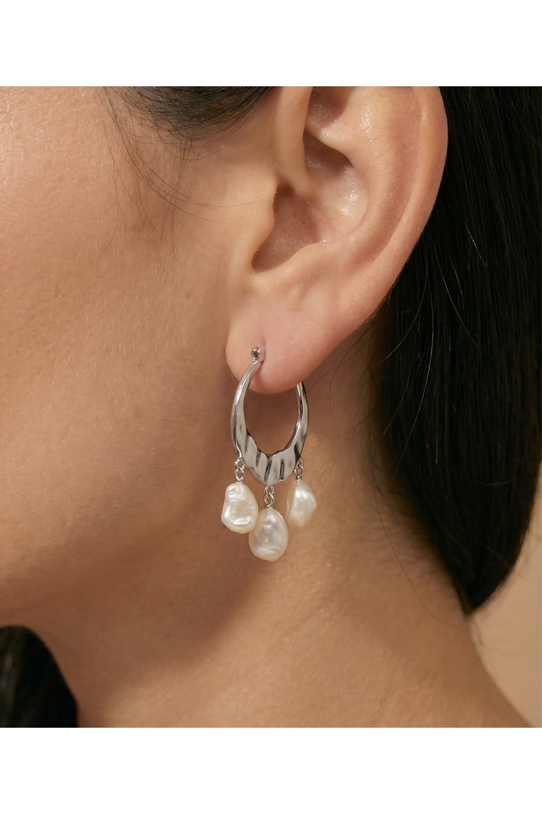 White Freshwater Baroque Pearl Amara Earrings, Alternate, color, Sterling Silver