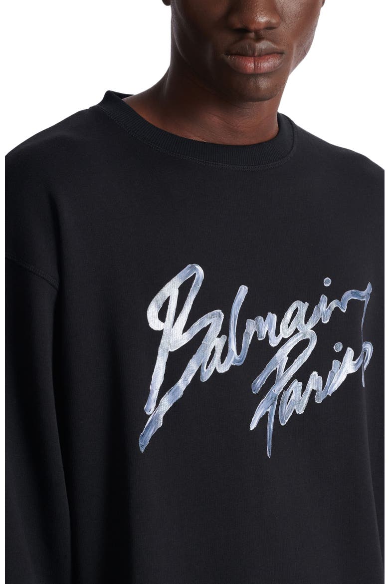 Printed cotton sweatshirt, Alternate, color, black