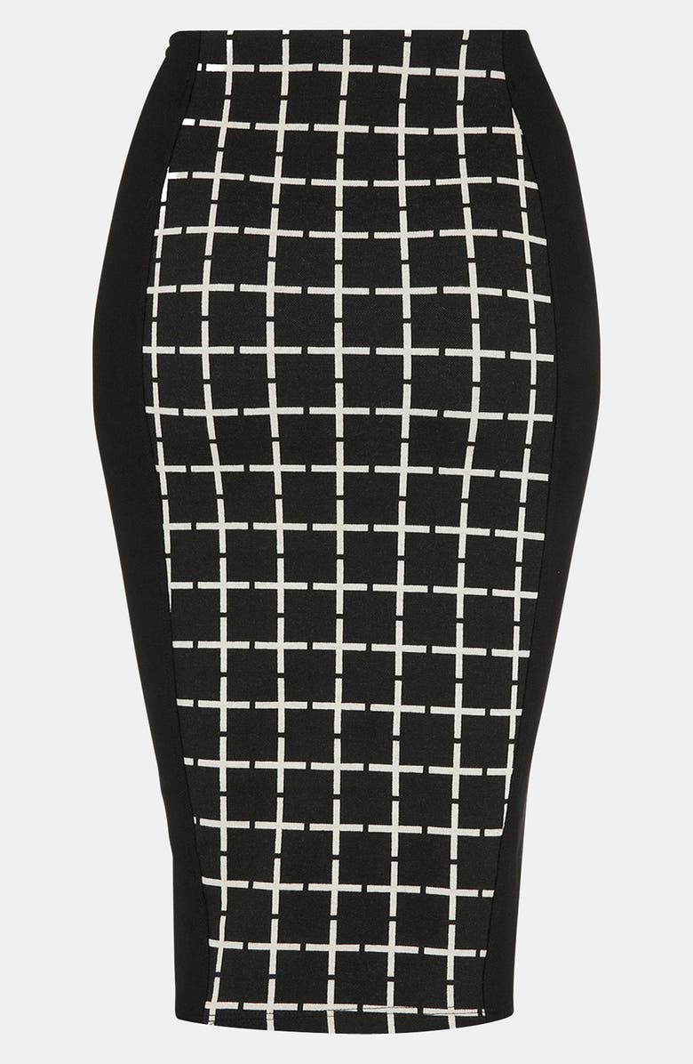 Topshop Grid Print Panel Midi Skirt, Alternate, color,