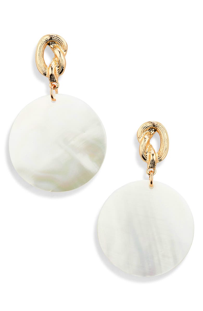 Tasha Shell Disc Drop Earrings, Main, color, 