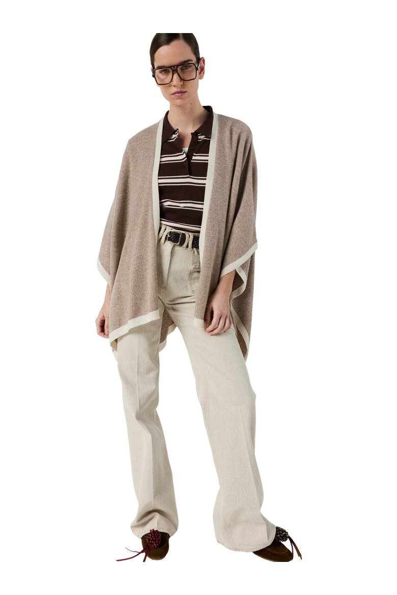 Lili Cashmere Draped Poncho, Alternate, color, Beige