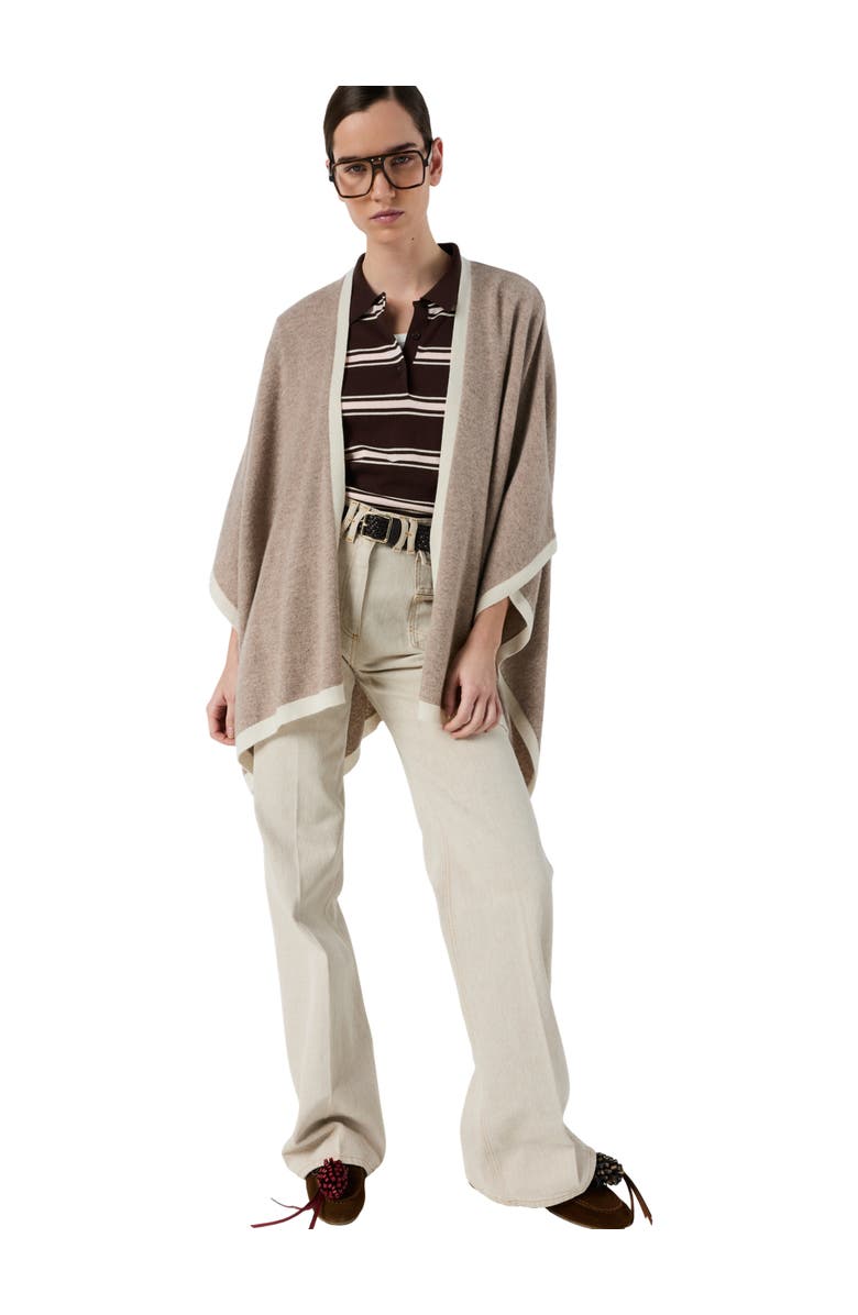 GERARD DAREL Lili Cashmere Draped Poncho, Alternate, color, Beige