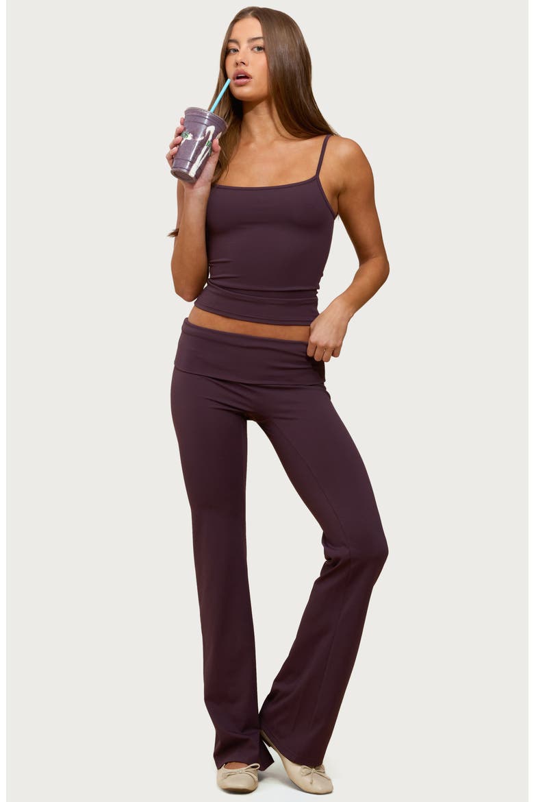 Oriane Foldover Flare Leggings, Alternate, color, PLUM