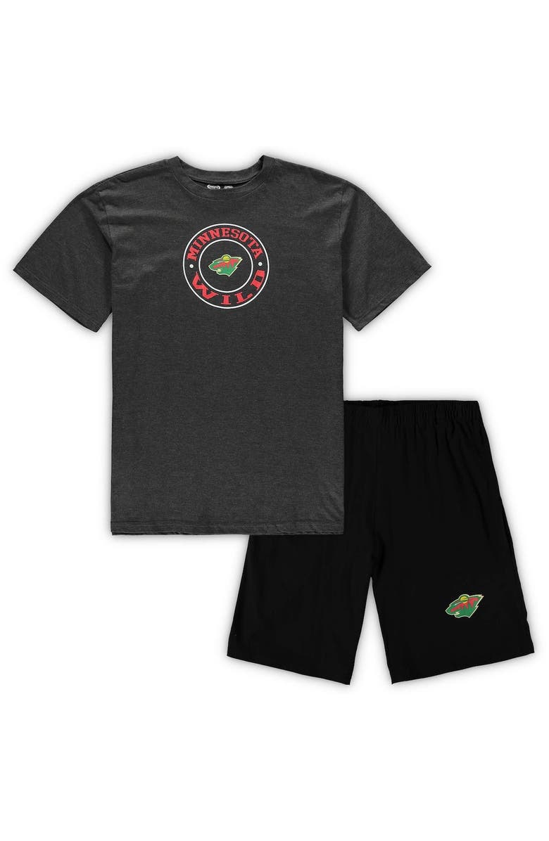 CONCEPTS SPORT Men's Concepts Sport Black/Heathered Charcoal Minnesota Wild Big & Tall T-Shirt & Shorts Sleep Set, Main, color, Black