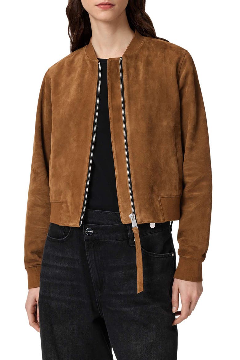 Orten Suede Bomber Jacket, Main, color, SUGAR BROWN