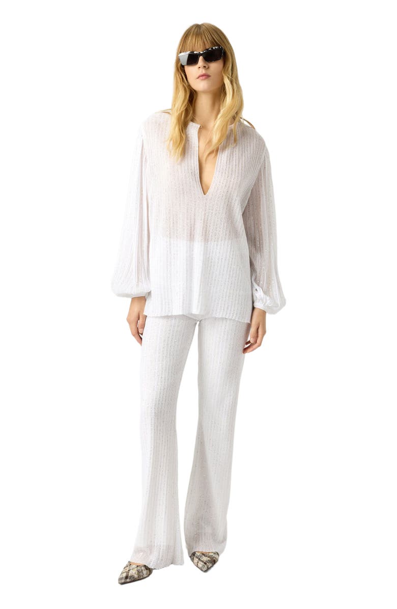 Missoni Straight-leg Trousers In Ribbed Viscose Lamé With Sequins, Main, color, Green& Brown