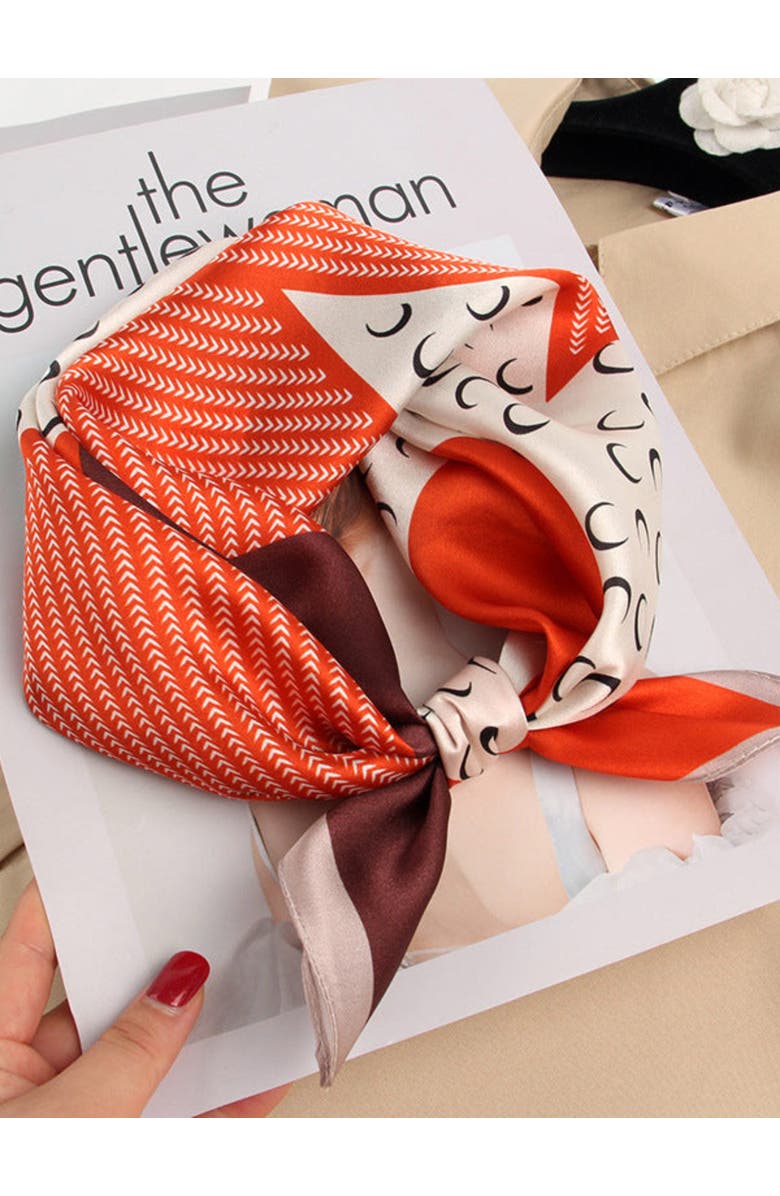 SILKSILKY Pure Silk Printed Designer Square Scarf, Alternate, color, Brown