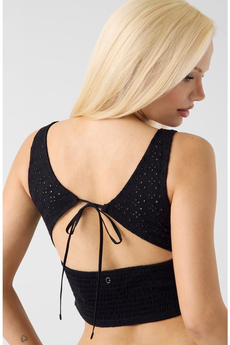 Amaya Eyelet Cutout Crop Tank, Alternate, color, JET BLACK-BLACK