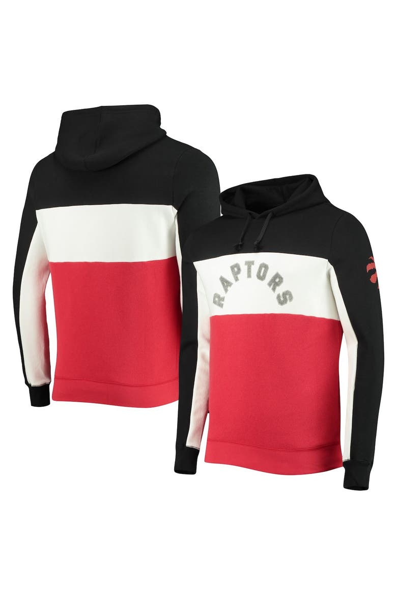 Men's Junk Food Black/White Toronto Raptors Wordmark Colorblock Fleece Pullover Hoodie, Main, color, Black