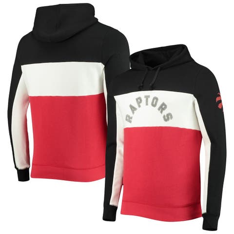 Men's Junk Food Black/White Toronto Raptors Wordmark Colorblock Fleece Pullover Hoodie