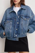 Good American Pleated Denim Trucker Jacket