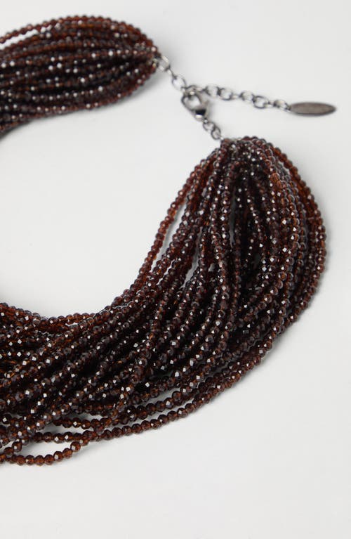 Brunello Cucinelli Multi-strand Beaded Silver And Glass Necklace In Brown