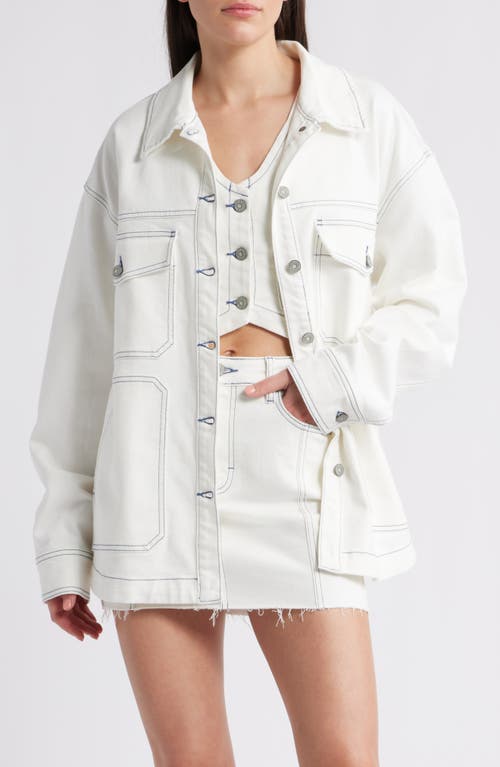 Hidden Jeans Oversize Stretch Denim Jacket In White