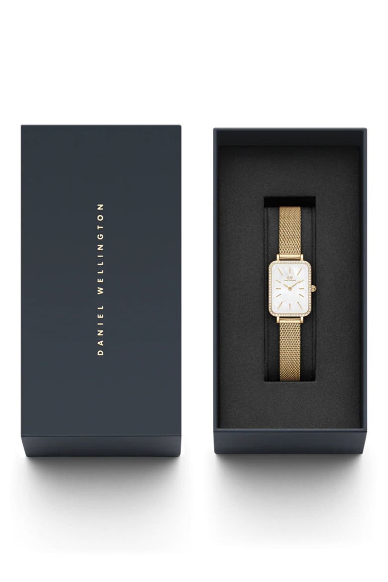 Quadro Mesh Strap Watch, 20mm x 26mm, Alternate, color, GOLD/ WHITE