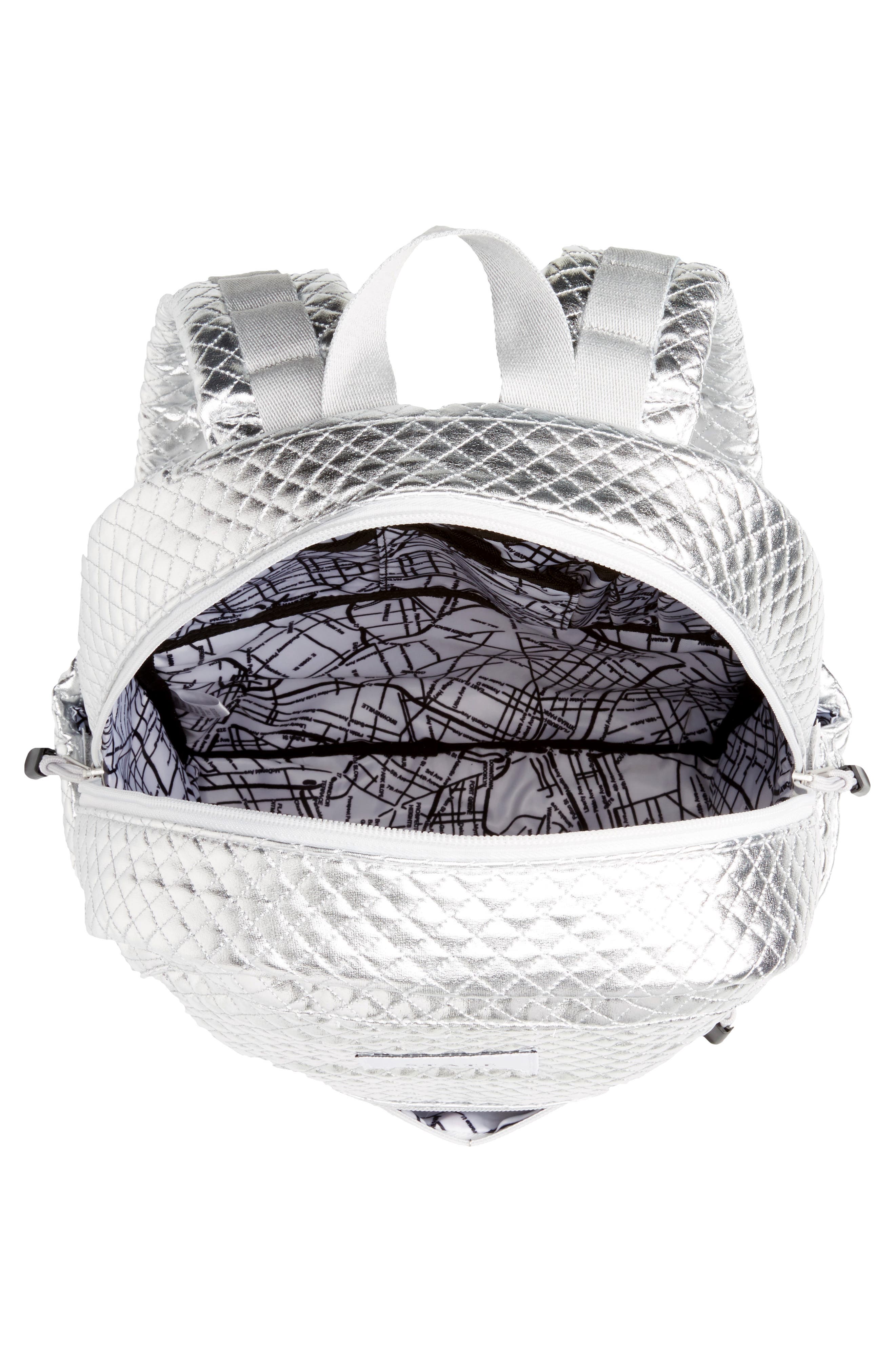 Quilted Metallic Kane Backpack, Alternate, color, SILVER QUILT