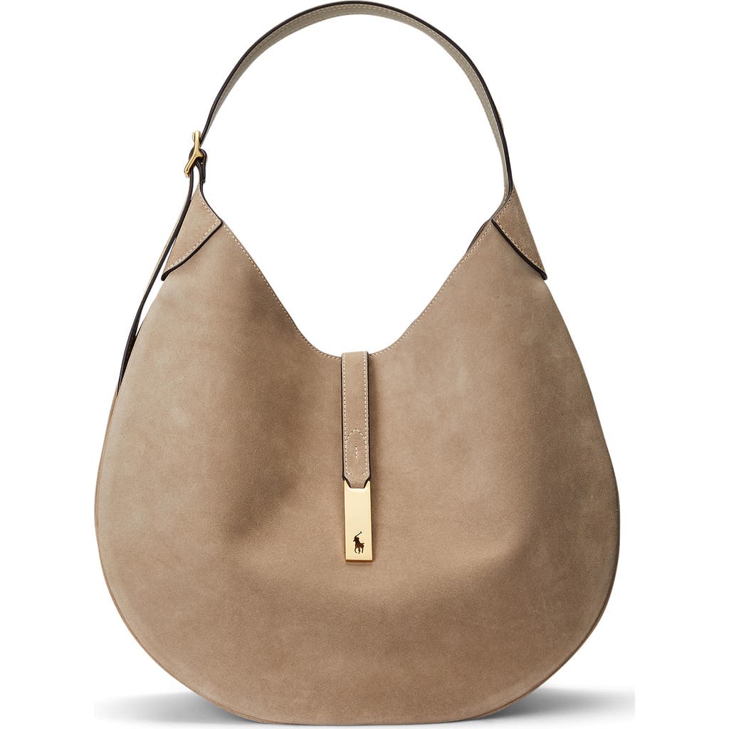 Polo Ralph Lauren Suede Shoulder Bag In Brown