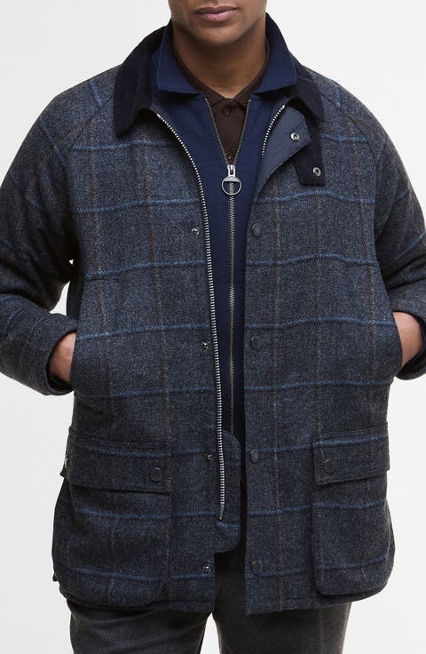 Bedale Check Corduroy Collar Wool Jacket
