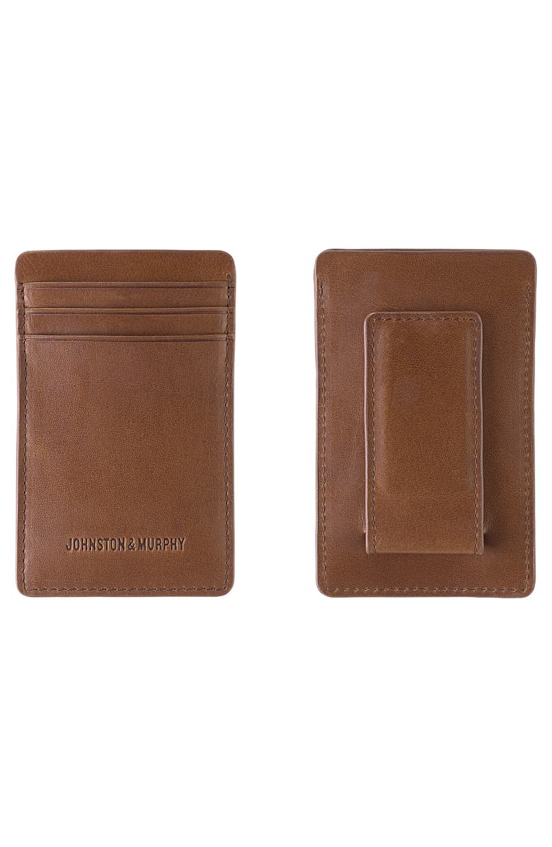 Johnston & Murphy Leather Money Clip Card Case, Alternate, color, 