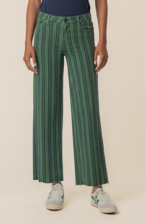 Stripe Stripe High Waist Wide Leg Jeans