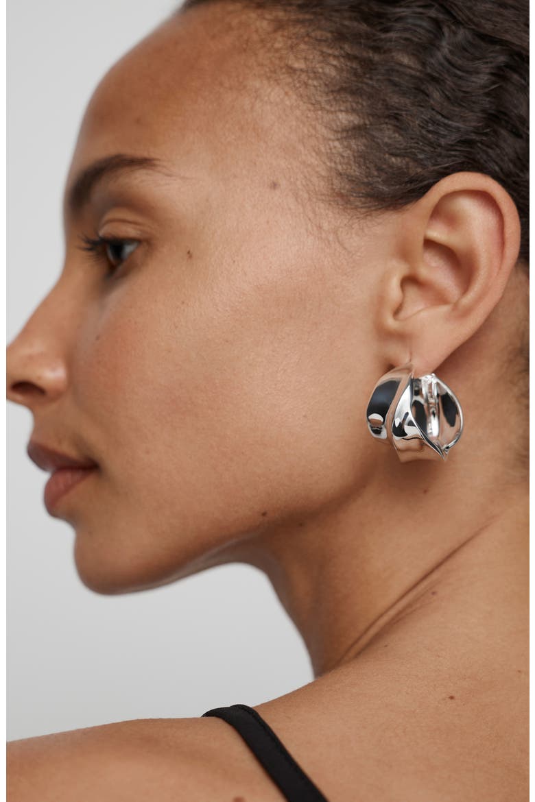 Nomade Bold Sterling Silver Medium Hoop Earrings, Alternate, color, STERLING SILVER