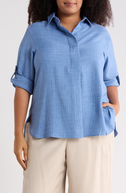 Roll Tab Sleeve Shirt (Plus)
