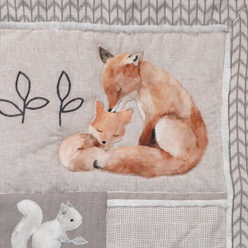 Lambs & Ivy Painted Forest Woodland Animals 4-piece Nursery Baby Crib Bedding Set In Gray