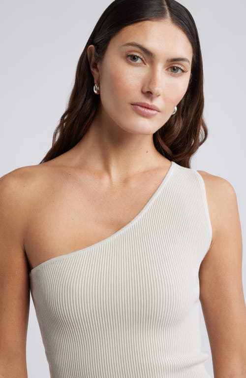 Open Edit Luxe Sculpt Rib One-shoulder Top In Beige Pumice