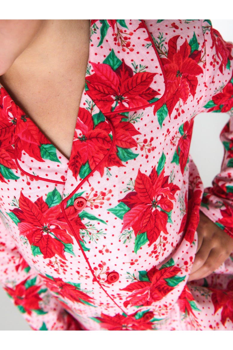 Holiday Ruffle Flare Pajama Set, Alternate, color, Poinsettia Wonderland