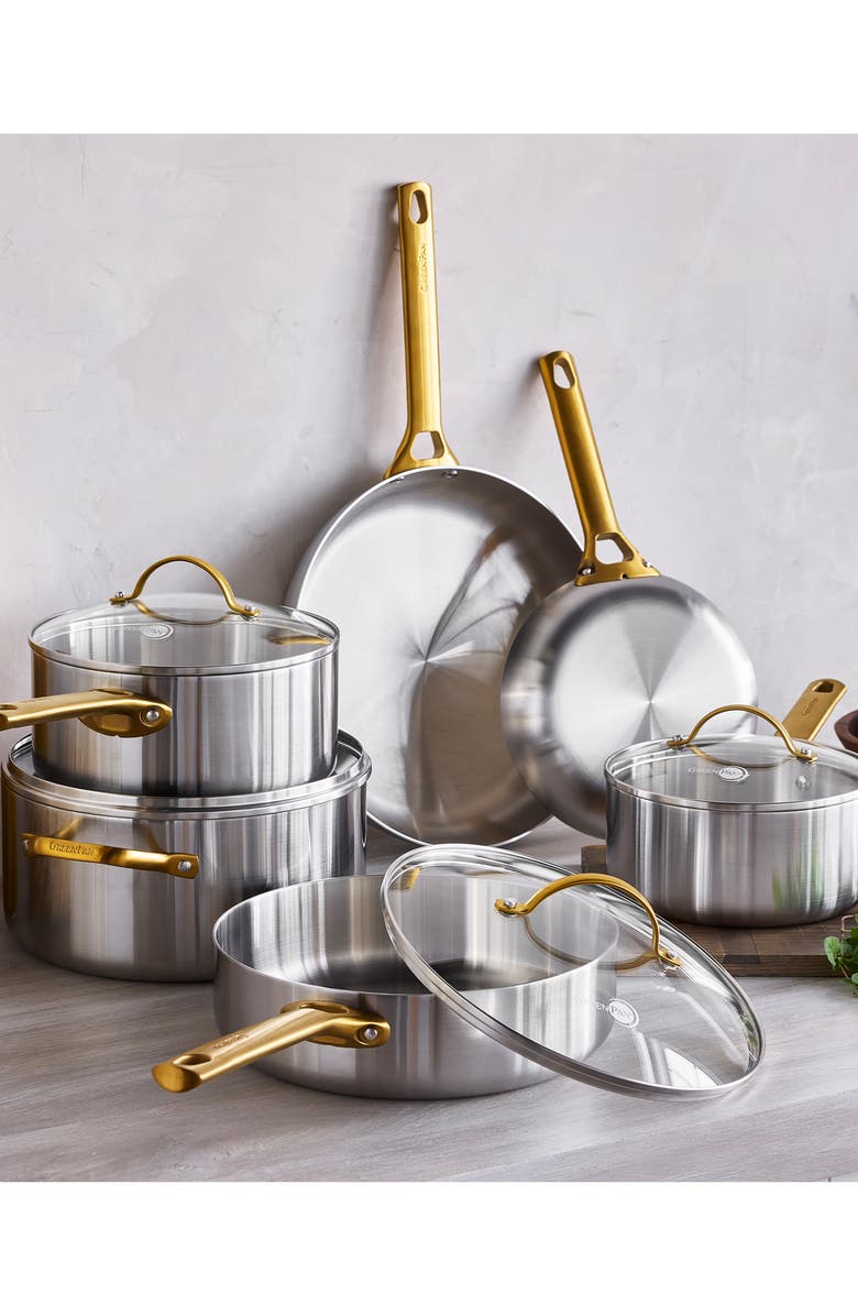 GreenPan Reserve 10-Piece Stainless Steel Cookware Set, Alternate, color, Stainless Steel