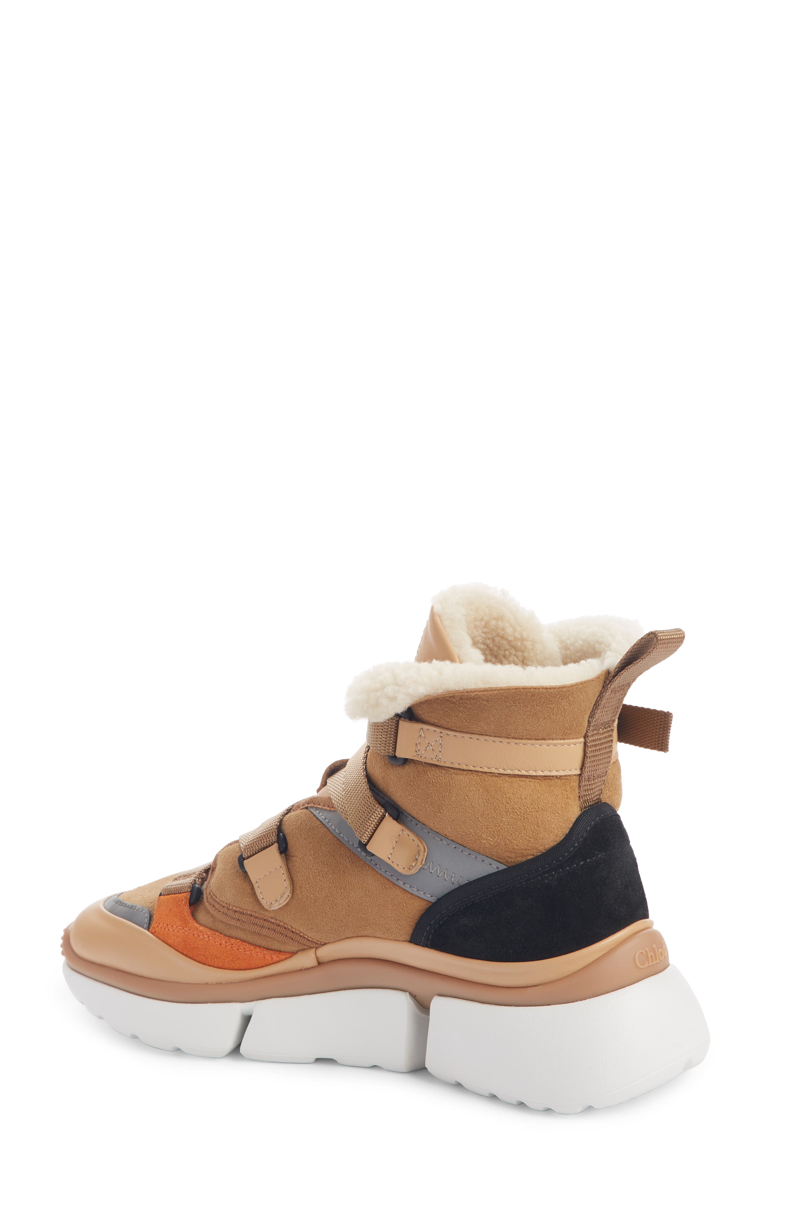 Chloé Sonnie Genuine Shearling High-Top Sneaker, Alternate, color, 