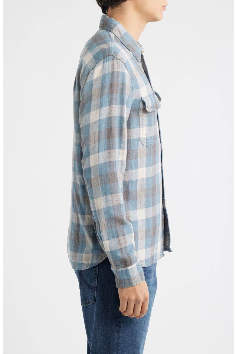Curtis Check Linen & Cotton Button-Up Work Shirt, Alternate, color, BLUE MULTI