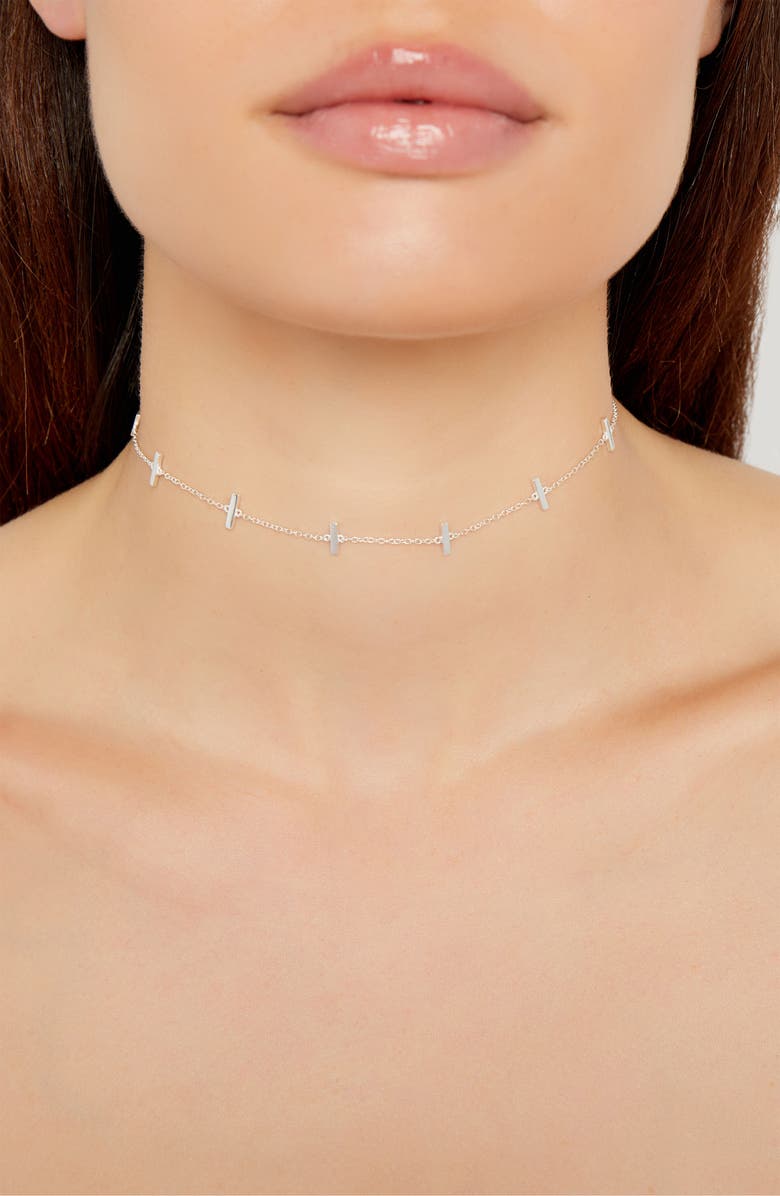 Argento Vivo Sterling Silver Bar Station Chain Choker, Main, color,