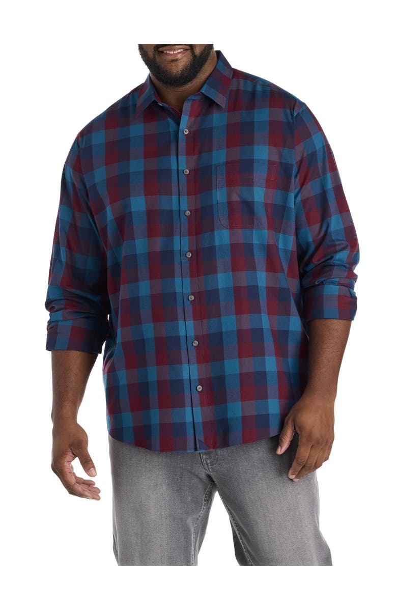 Untuckit Fit by Dxl Big & Tall Heinrich Flannel Sport Shirt, Main, color, Blue