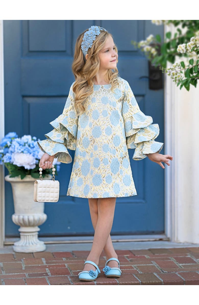 Mia Belle Girls Girls Bloom  Floral Ruffle Sleeve Dress, Alternate, color, Blue