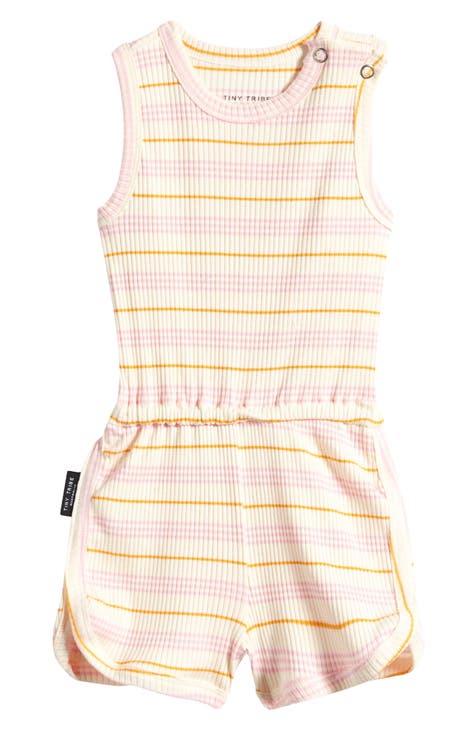 Kids' Sorbet Stripe Rib Cotton Tank Romper (Toddler, Little Kid & Big Kid)