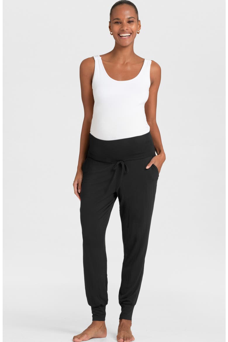 Maternity Joggers, Alternate, color, GREY/ BLACK