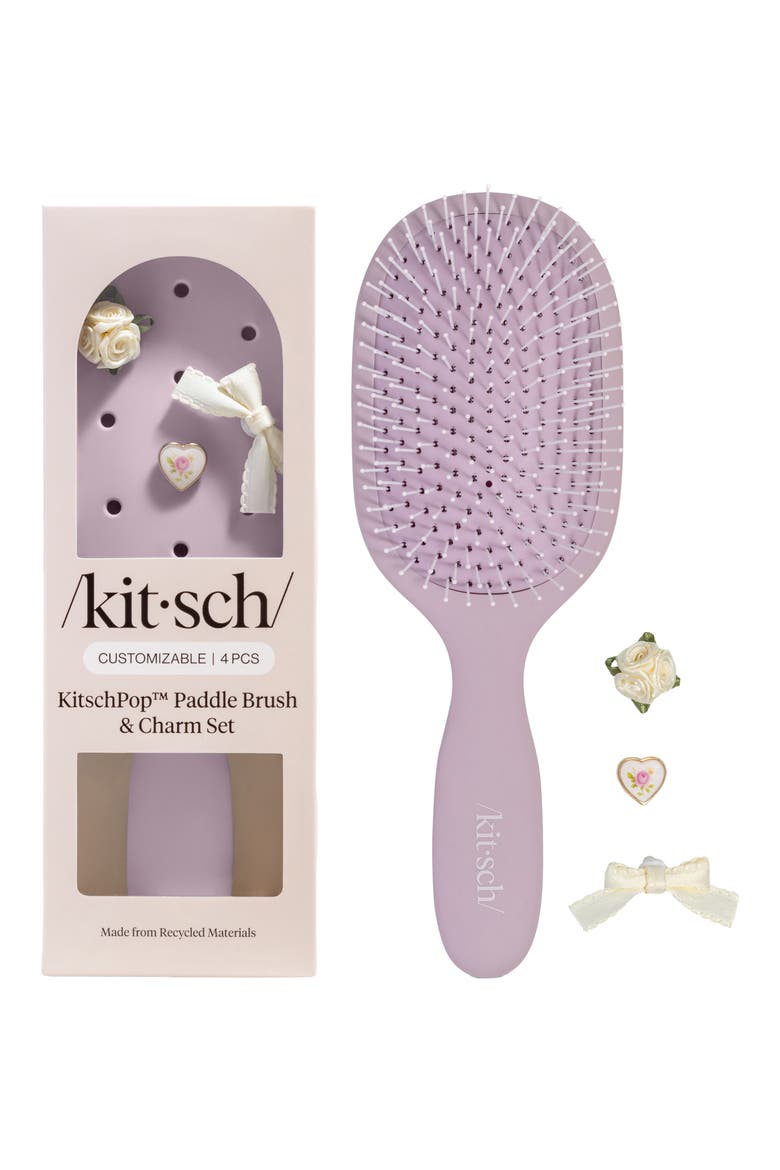 KitschPop™ Paddle Brush & Charm Set, Main, color, SOFT VIOLET