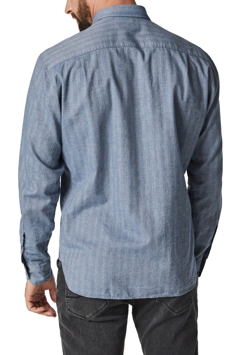 34 Heritage Cotton Herringbone Button-Up Shirt, Alternate, color, Blue
