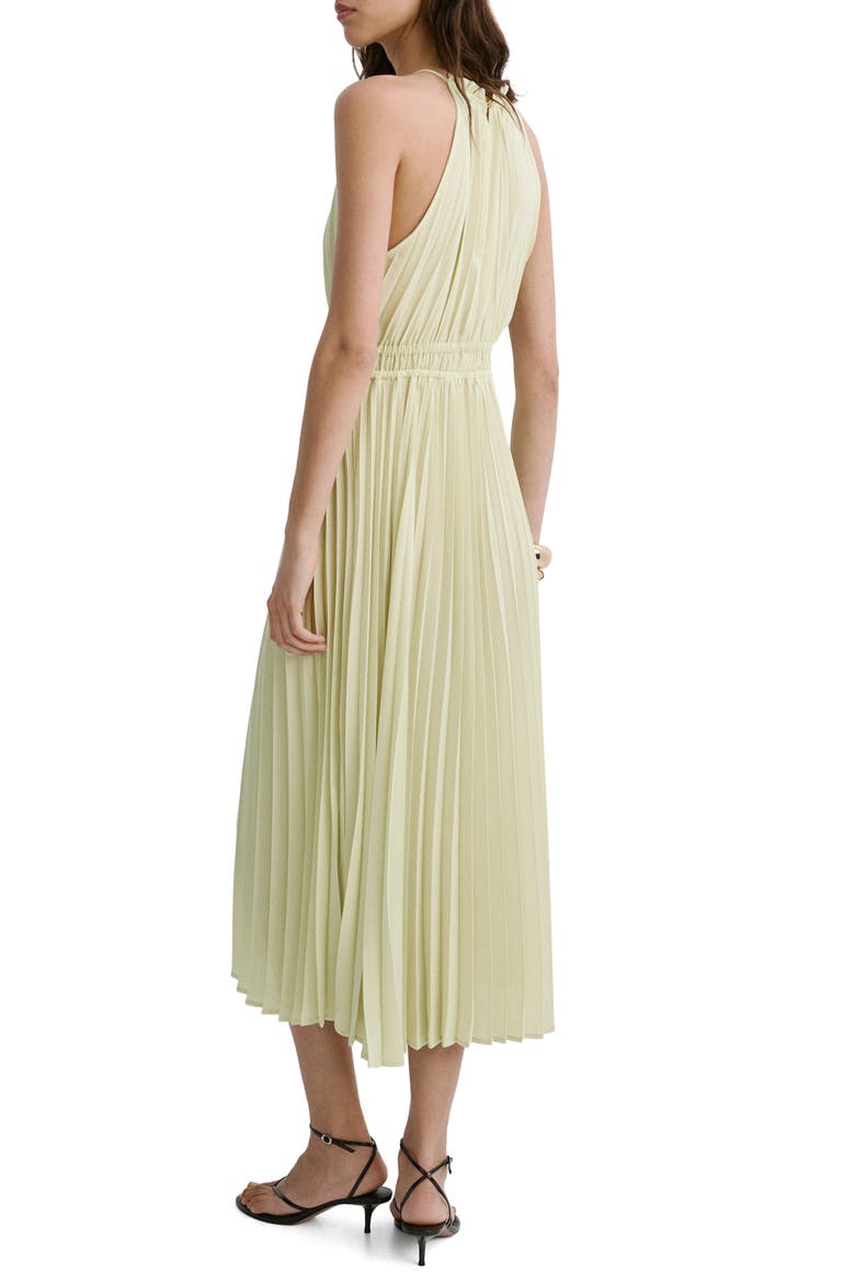 Pleated Halter Neck Midi Dress, Alternate, color, PASTEL GREEN