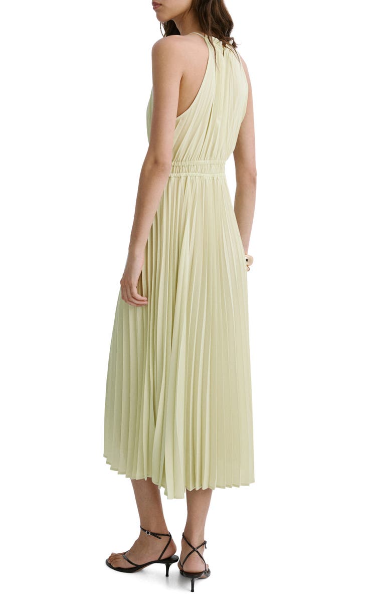 MANGO Pleated Halter Neck Midi Dress, Alternate, color,