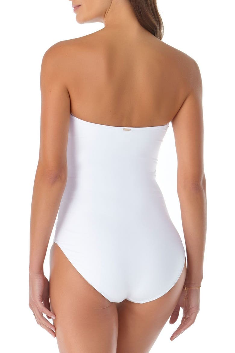 Women's Twist Front Shirred One Piece Swimsuit, Alternate, color, White