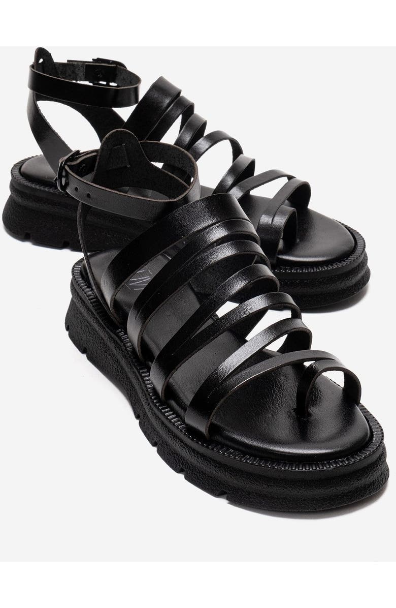 Forever & Always Shoes Pelsa Leather Multi Strap Sandal, Main, color, Black