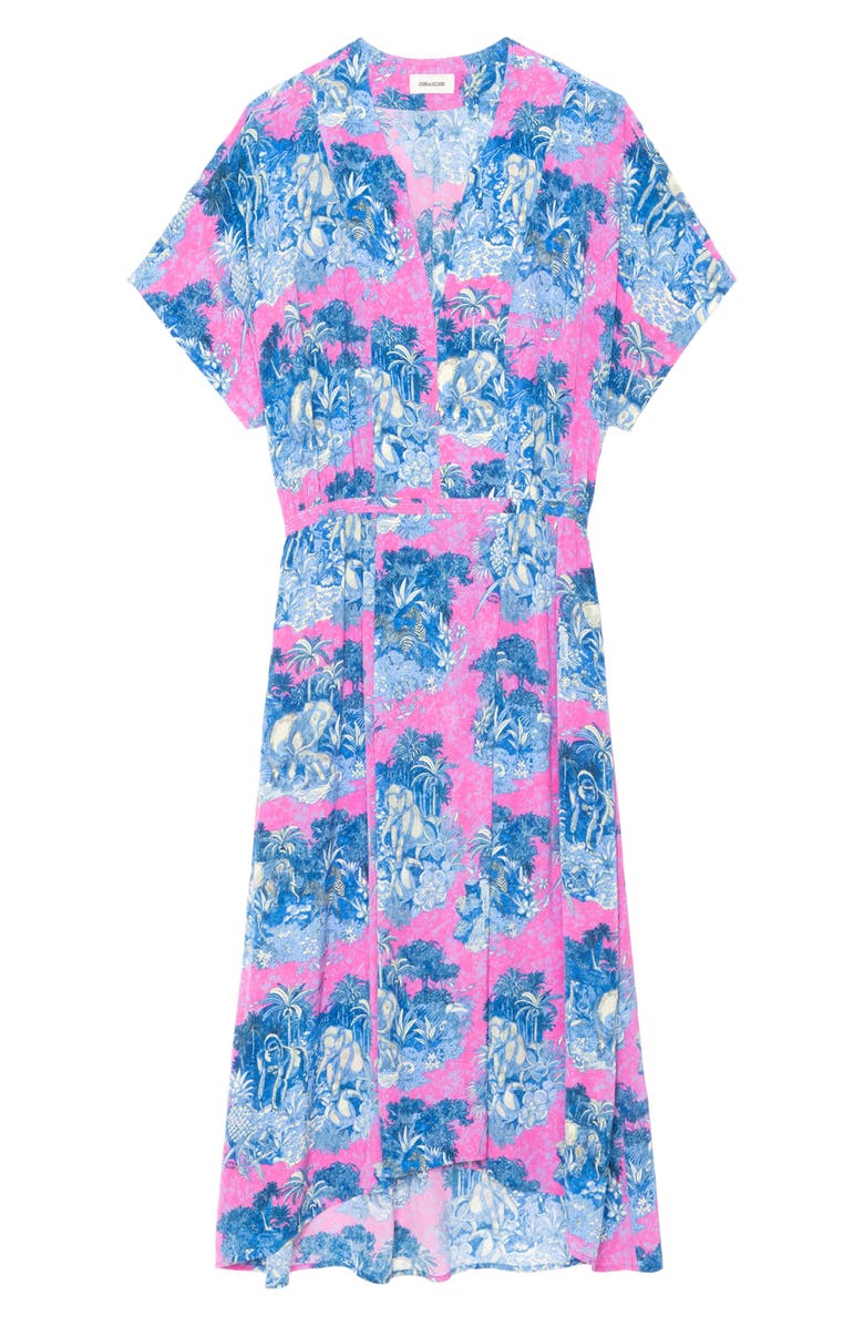 Zadig & Voltaire Riaz Wild Jungle Print Crepe Midi Dress, Alternate, color, Lady